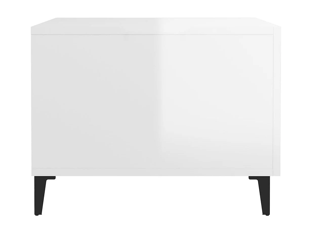 Salontafel Set van 2 | Bijzettafel | Koffietafel 2 st met metalen poten 50x50x40 cm hoogglans wit