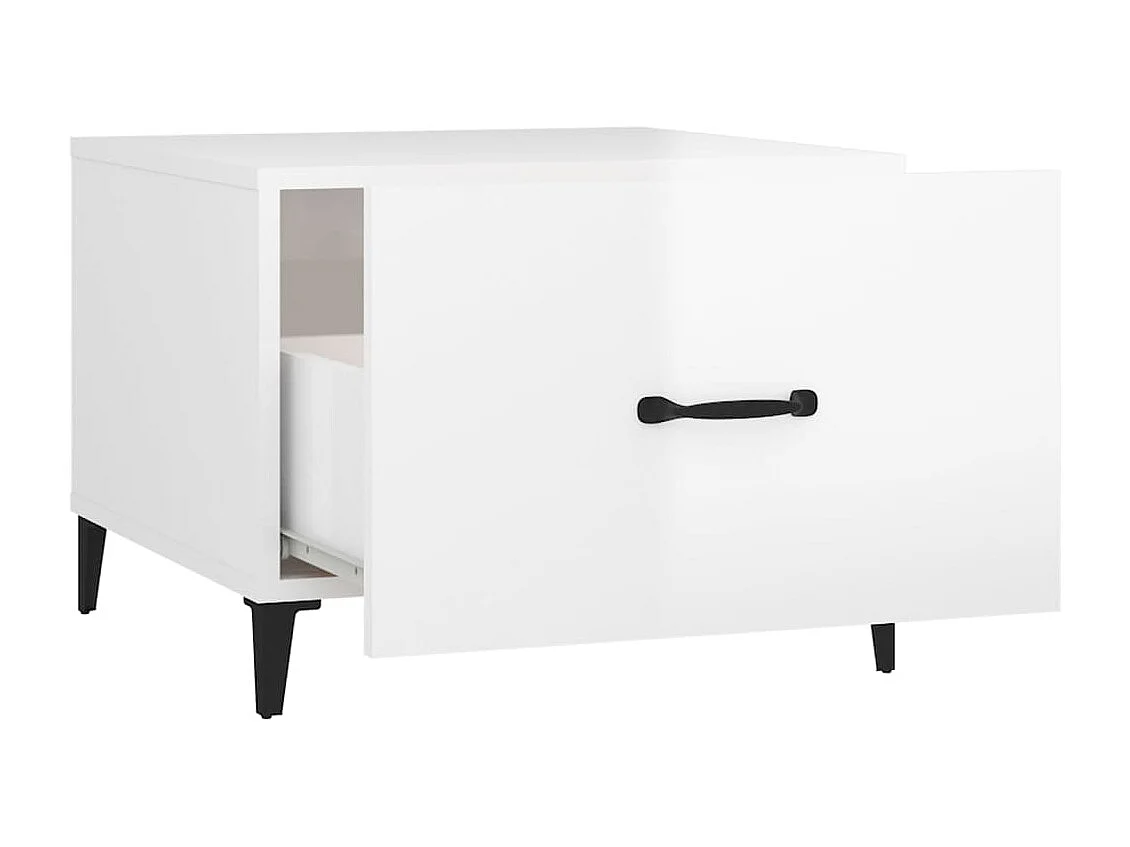 Salontafel Set van 2 | Bijzettafel | Koffietafel 2 st met metalen poten 50x50x40 cm hoogglans wit