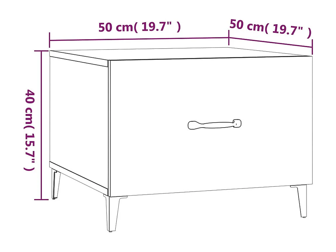 Salontafel Set van 2 | Bijzettafel | Koffietafel 2 st met metalen poten 50x50x40 cm hoogglans wit
