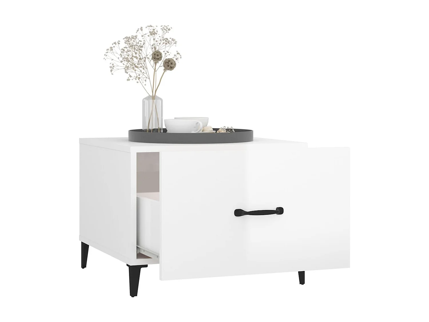 Tables basses avec pieds métal 2 pcs Blanc brillant 50x50x40 cm SHL93751