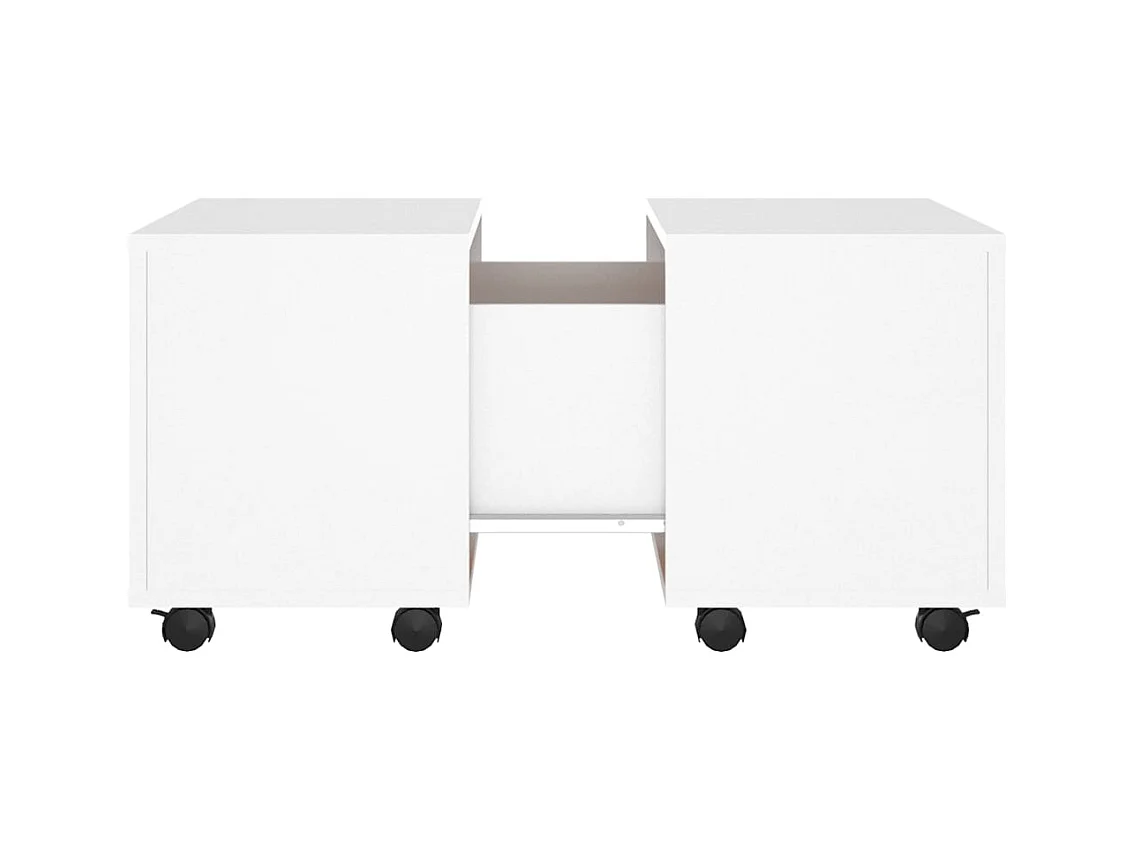 Mesa de centro | Mesa auxiliar con puertas de vidrio negra 68x50x42 cm SHL1305