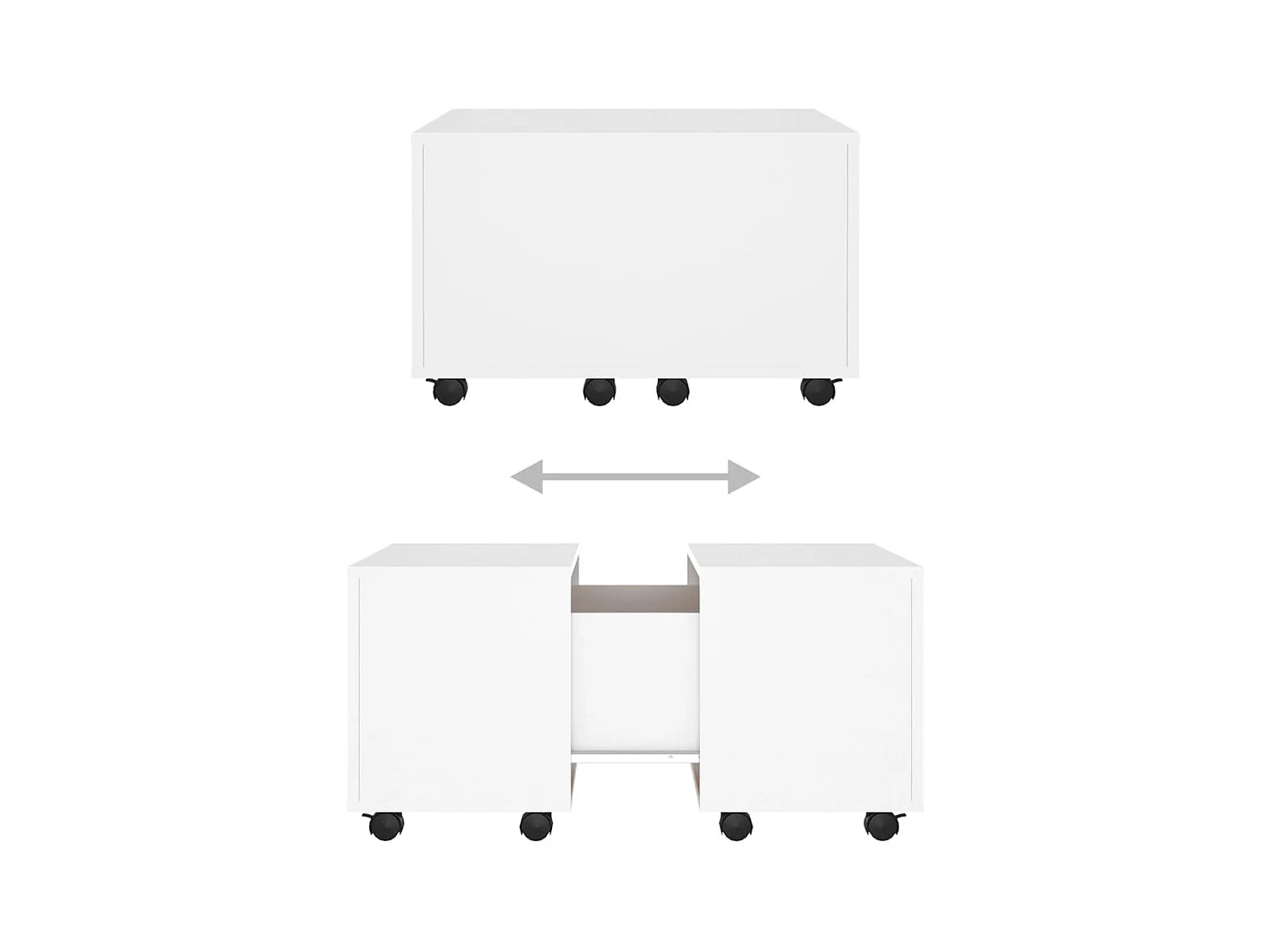 Mesa de centro | Mesa auxiliar con puertas de vidrio negra 68x50x42 cm SHL1305