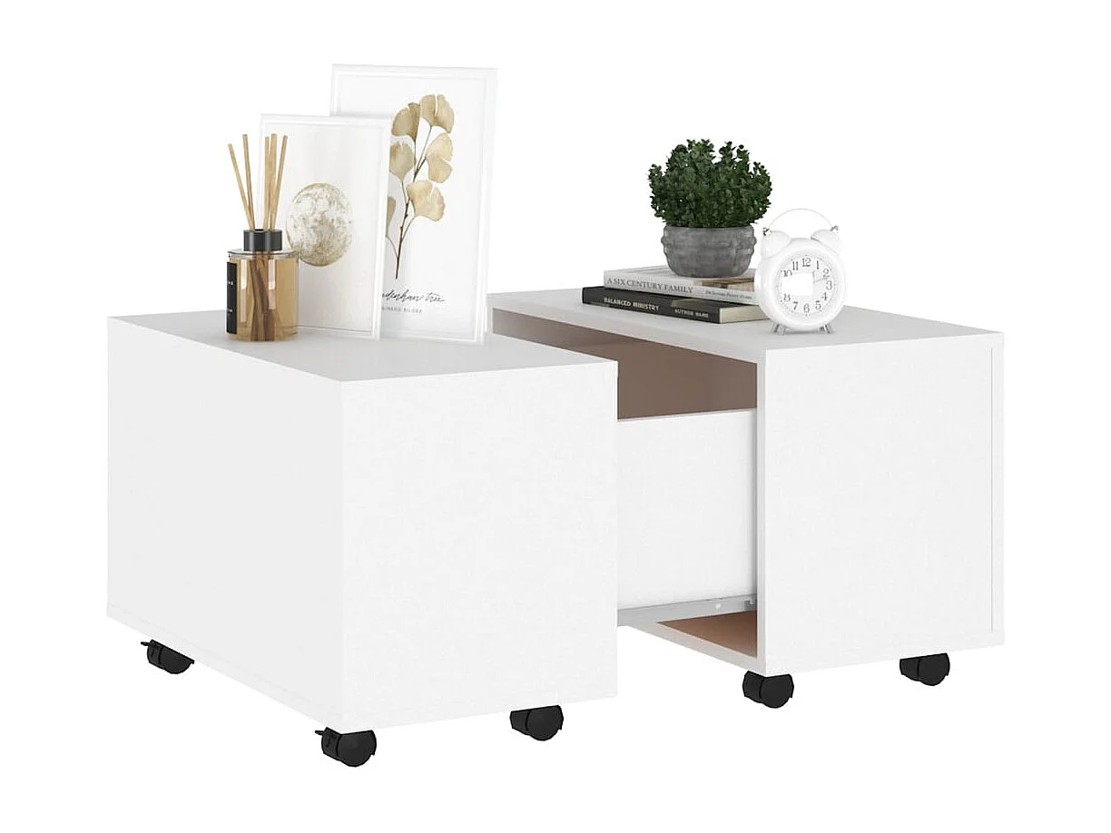 Mesa de centro | Mesa auxiliar con puertas de vidrio negra 68x50x42 cm SHL1305