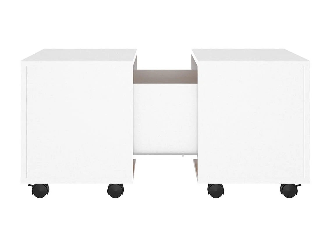 Mesa de centro | Mesa auxiliar con puertas de vidrio negra 68x50x42 cm SHL1305