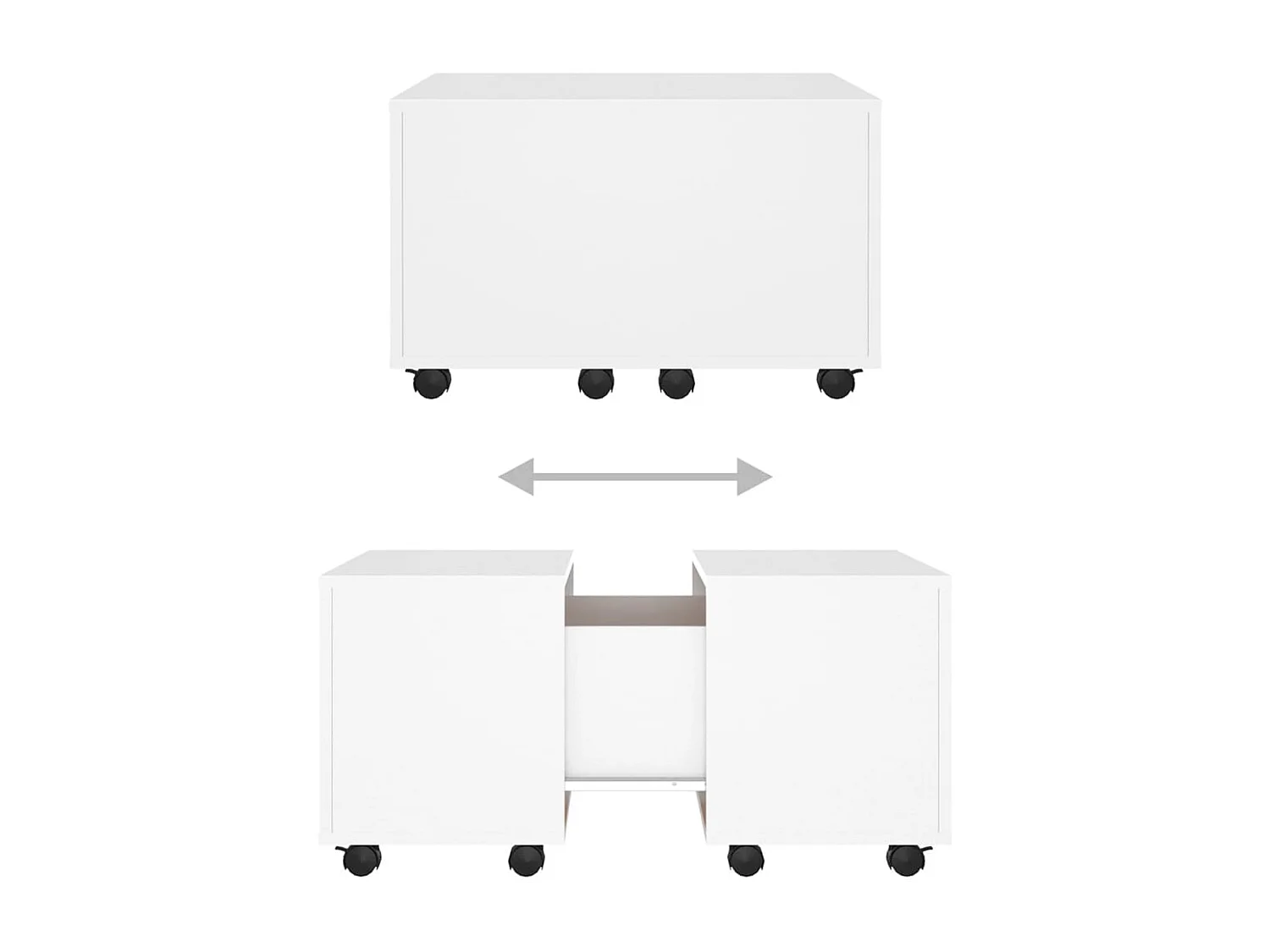 Mesa de centro | Mesa auxiliar con puertas de vidrio negra 68x50x42 cm SHL1305