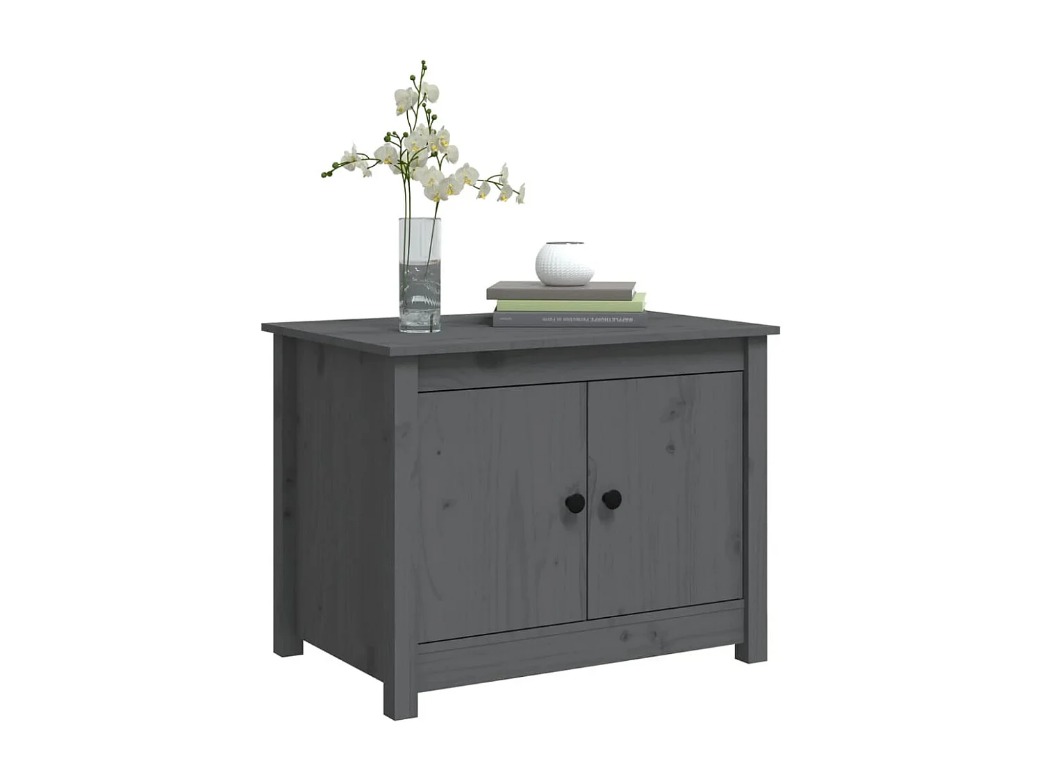 Couchtisch-Wohnzimmertisch-Beistelltische Grau 71x49x55 cm Massivholz Kiefer SHL34921