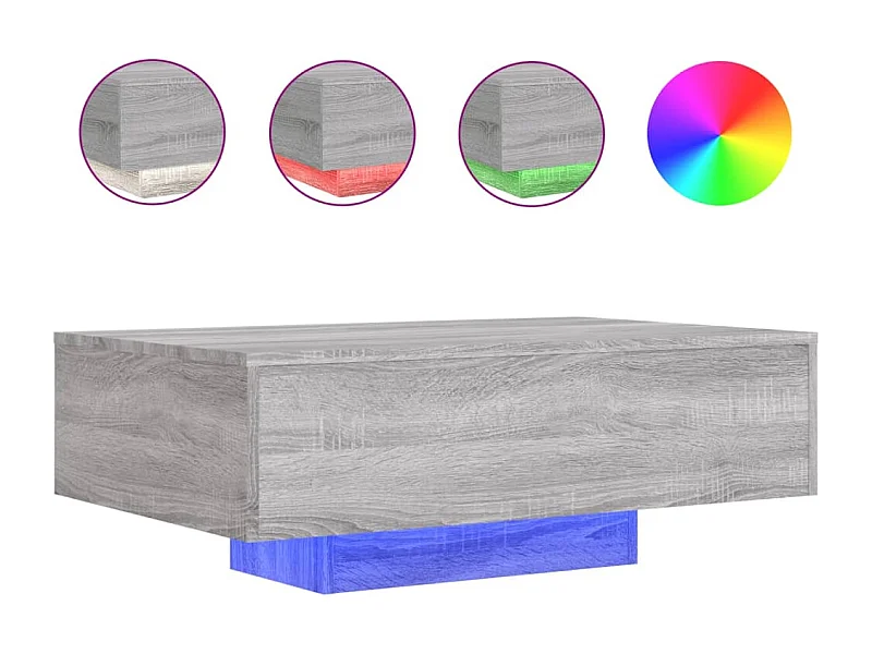 Table basse salon-Table d'appoint avec lumières LED sonoma gris 85x55x31 cm SHL21097