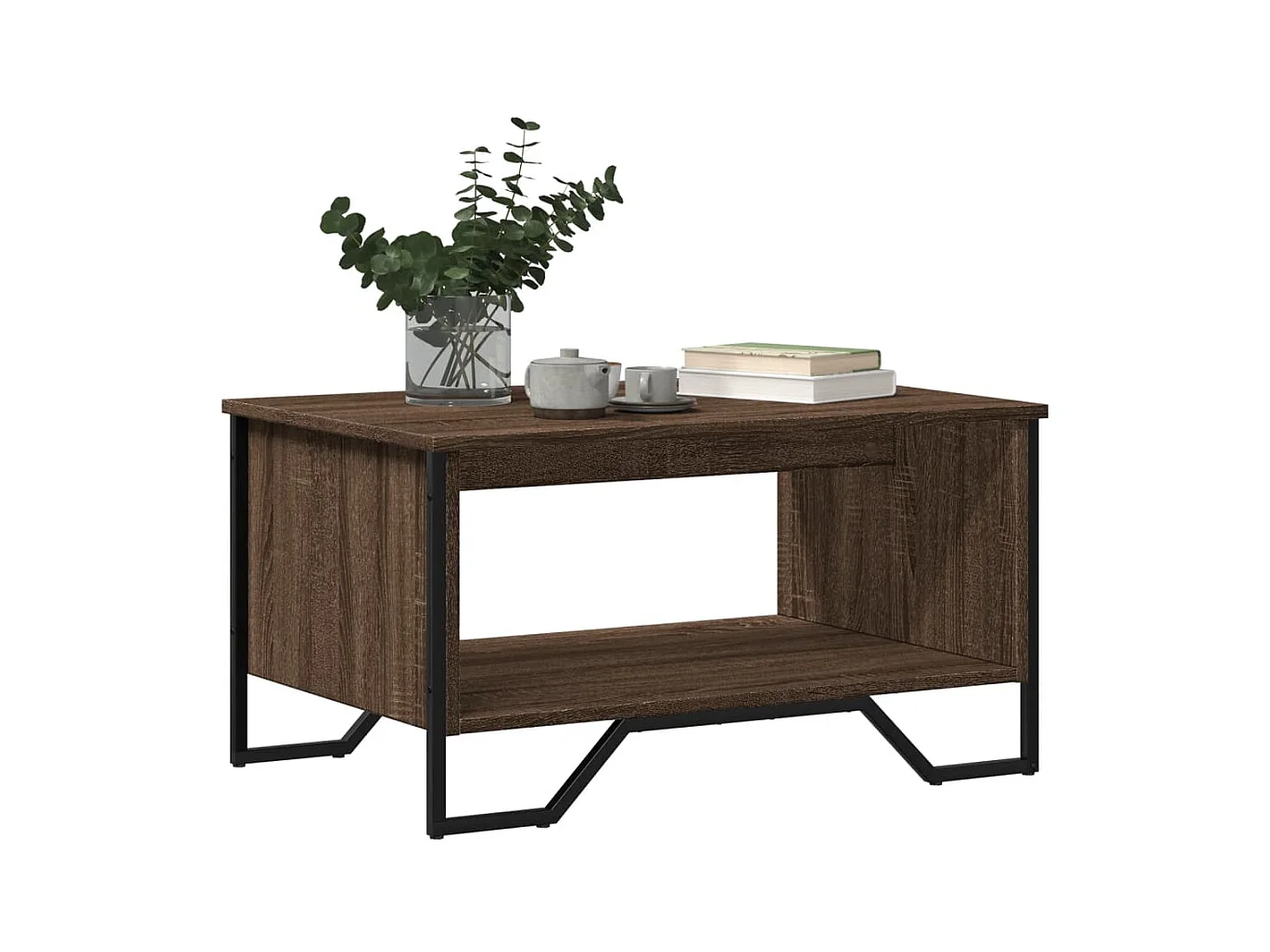 Mesa de centro-Mesa auxiliar madera maciza de mango y hierro 110x50x40 cm SHL2384