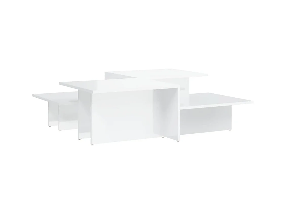 2 pcs Mesas de centro | Mesa de apoio | Mesa de café derivados de madeira branco brilhante