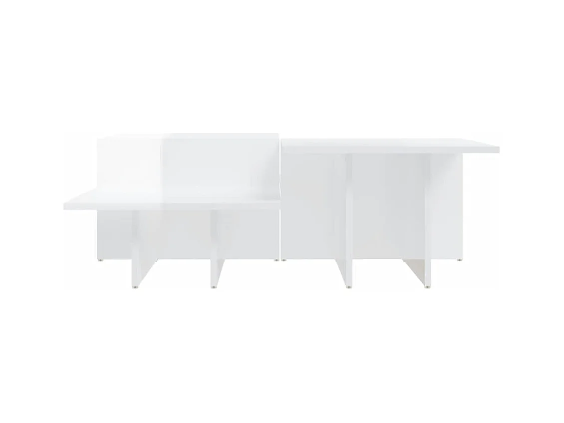 2 pcs Mesas de centro | Mesa de apoio | Mesa de café derivados de madeira branco brilhante