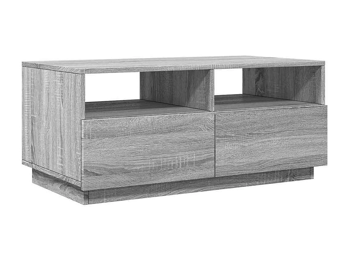 Mesa de centro | Mesa de apoio com luzes LED 90x49x40 cm cinzento sonoma