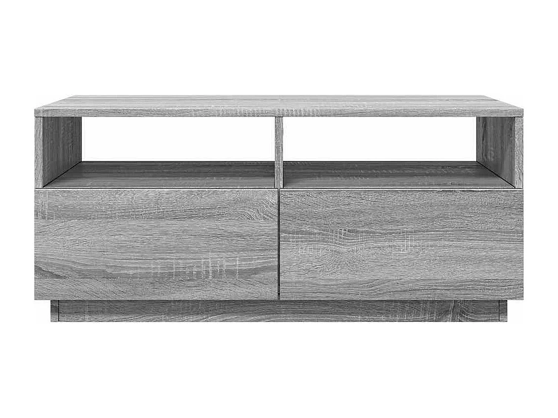 Mesa de centro | Mesa de apoio com luzes LED 90x49x40 cm cinzento sonoma