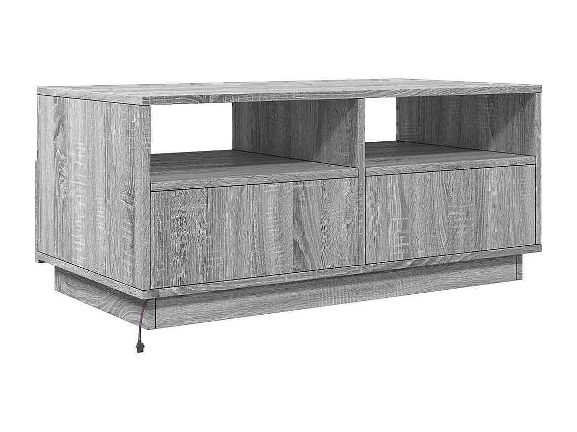 Mesa de centro | Mesa de apoio com luzes LED 90x49x40 cm cinzento sonoma