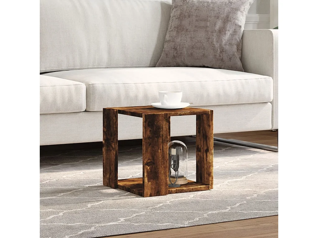 Table basse salon-Table d'appoint chêne fumé 32x32x30 cm bois d'ingénierie SHL41957