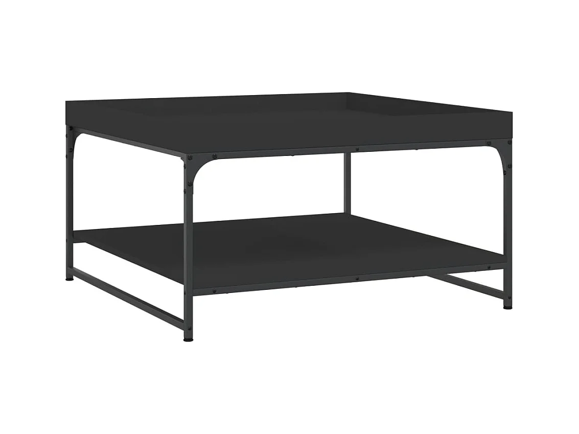 Table basse salon-Table d'appoint noir 80x80x45 cm bois d'ingénierie et fer SHL19136