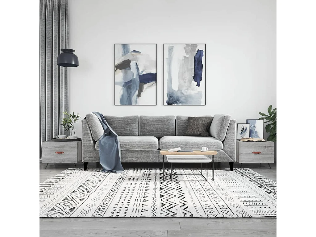 2 pz Tavolini da Salotto-Tavolini da Caffè-Tavolini da Soggiorno Grigio Sonoma 50x50x40cm Legno Multistrato SHL63851