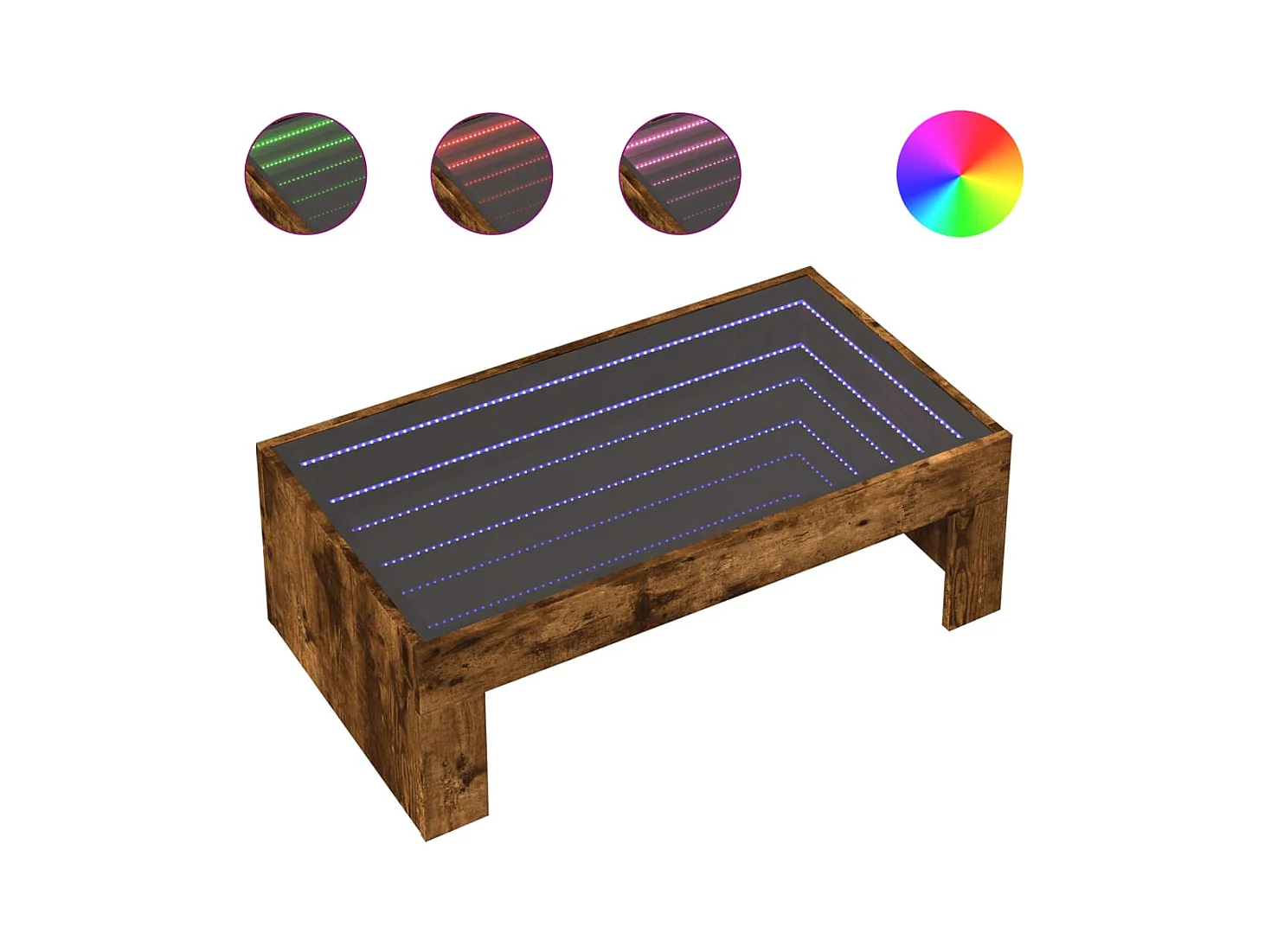 Table basse salon-Table d'appoint avec LED infini chêne fumé 90x50x30 cm SHL75373