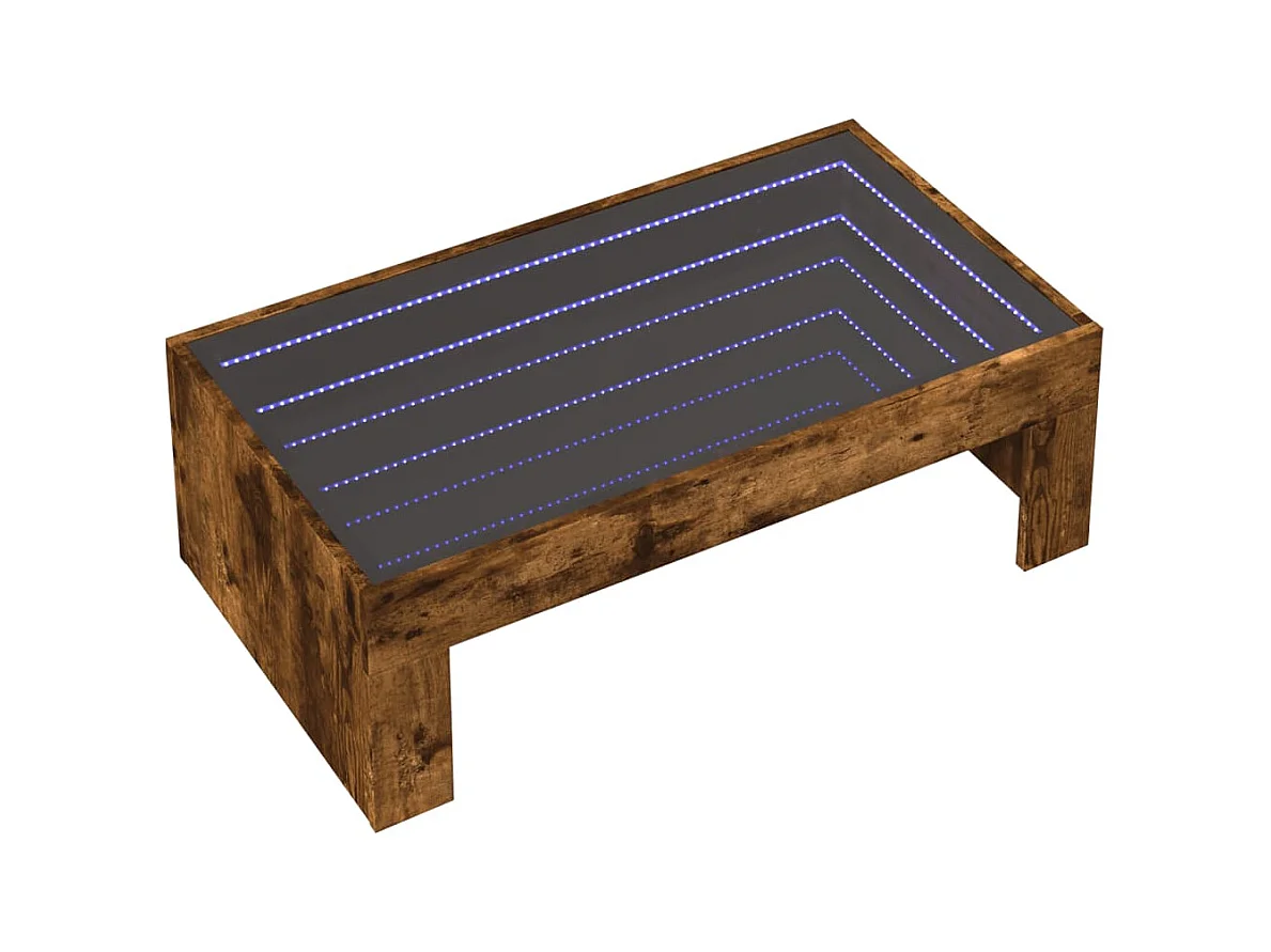 Table basse salon-Table d'appoint avec LED infini chêne fumé 90x50x30 cm SHL75373