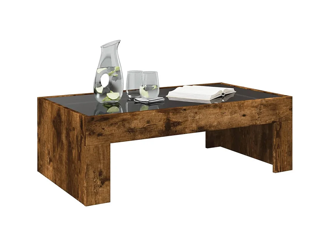 Table basse salon-Table d'appoint avec LED infini chêne fumé 90x50x30 cm SHL75373