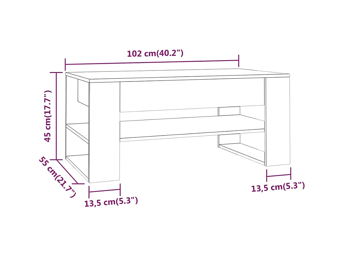Mesa de centro | Mesa auxiliar de madera maciza de pino negro 80x40x35 cm SHL2228