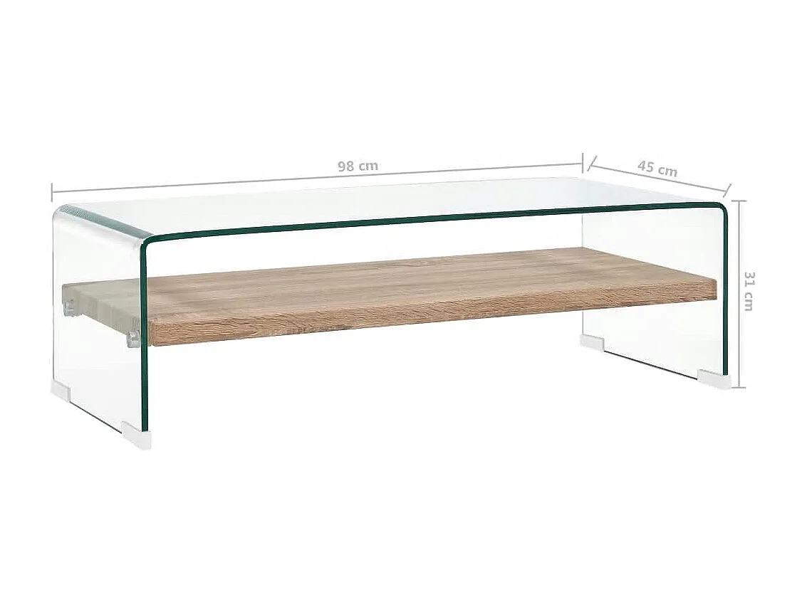 Couchtisch-Beistelltisch-Sofatisch Transparent 98x45x31 cm Hartglas SHL19827