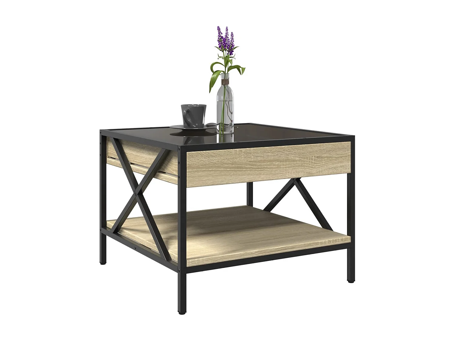 Mesa de centro-Mesa auxiliar madera de ingeniería roble ahumado 50x50x36 cm SHL260984