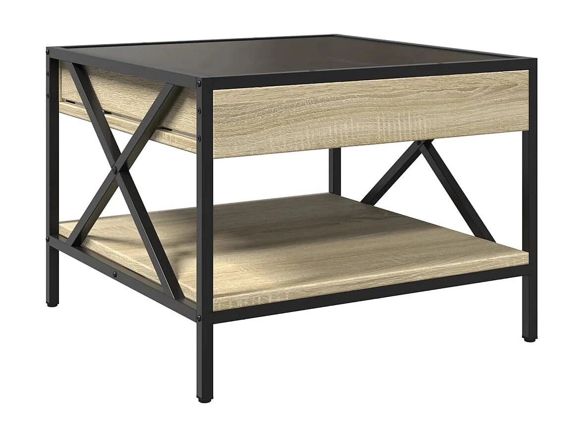 Mesa de centro-Mesa auxiliar madera de ingeniería roble ahumado 50x50x36 cm SHL260984