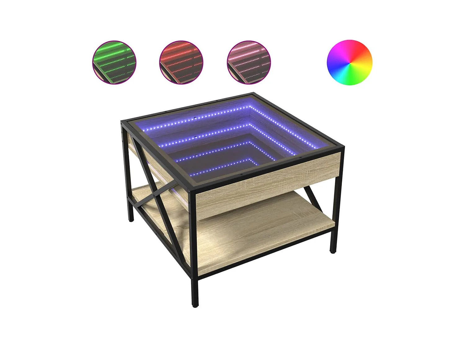 Table basse salon-Table d'appoint avec LED infini chêne sonoma 50x50x38 cm SHL97429