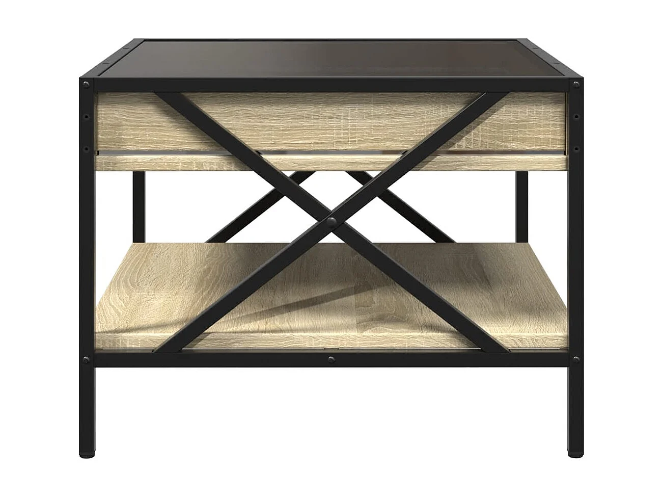 Couchtisch mit Infinity-LED | Beistelltische | Sofatisch Sonoma-Eiche 50x50x38 cm SHL24066