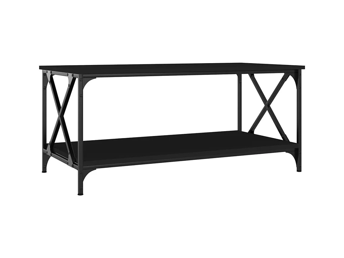 Table basse salon-Table d'appoint Noir 100x50x45 cm Bois d'ingénierie et fer SHL84786