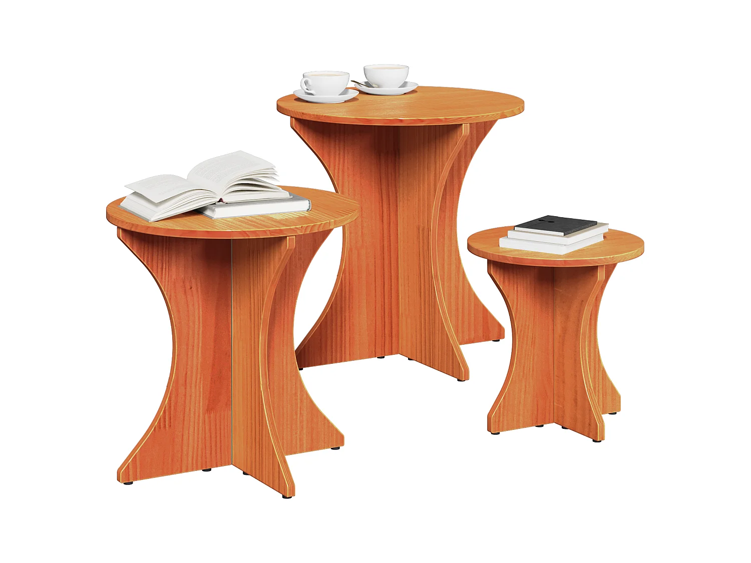 Ensemble de tables basses 3 pièces Marron cire 46x46x47 cm SHL72925