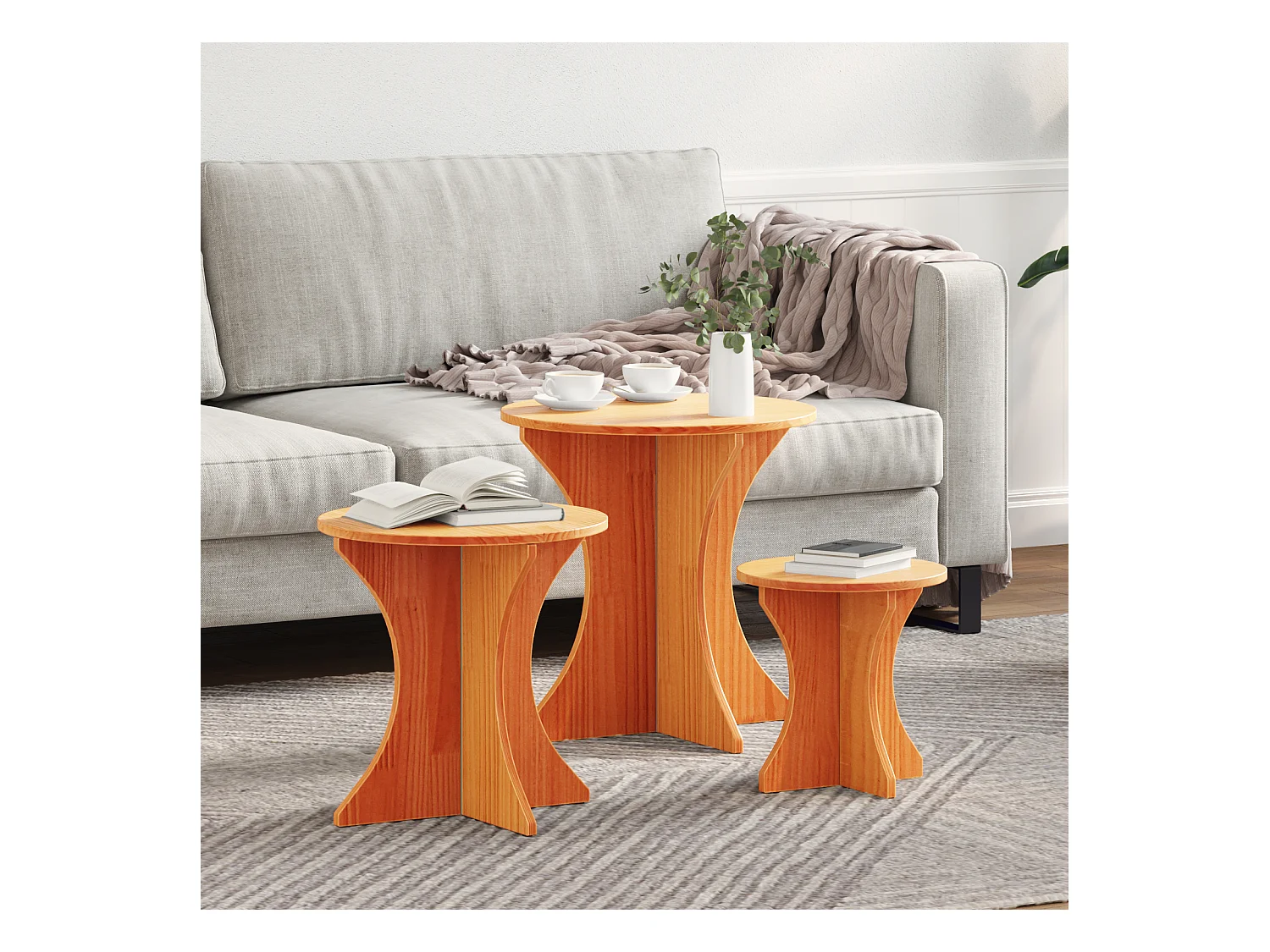 Ensemble de tables basses 3 pièces Marron cire 46x46x47 cm SHL72925