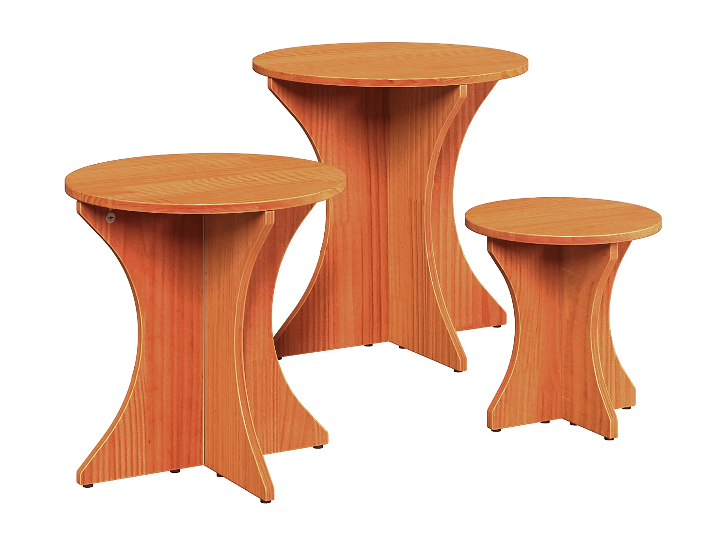 Mesa de centro 3 pcs Castanho-mel 46x46x47 cm