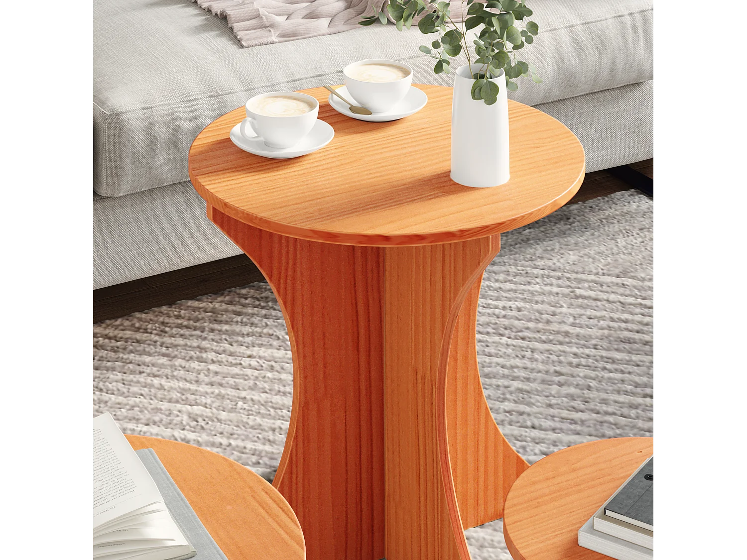 Mesa de centro 3 pcs Castanho-mel 46x46x47 cm