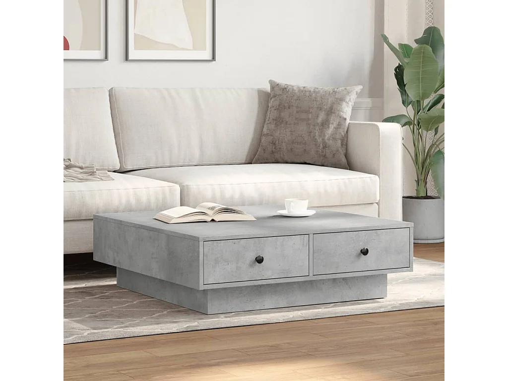 Couchtisch-Wohnzimmertisch-Beistelltische Betongrau 90x90x28 cm Holzwerkstoff SHL45565