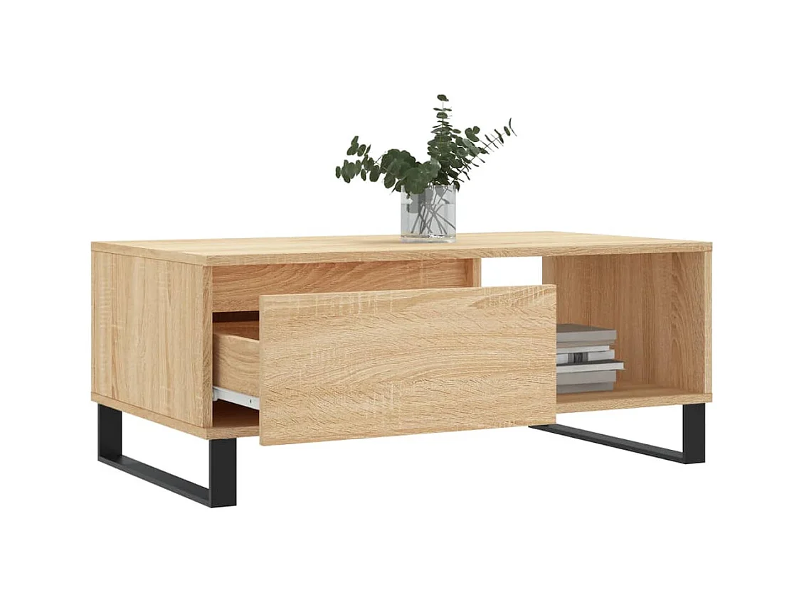 Mesa de centro | Mesa auxiliar madera ingeniería metal gris Sonoma 100x50x50 cm SHL79842