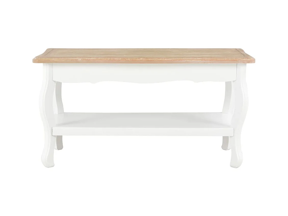 Table basse salon-Table d'appoint Blanc et marron 87,5x42x44 cm Bois de pin massif SHL86443