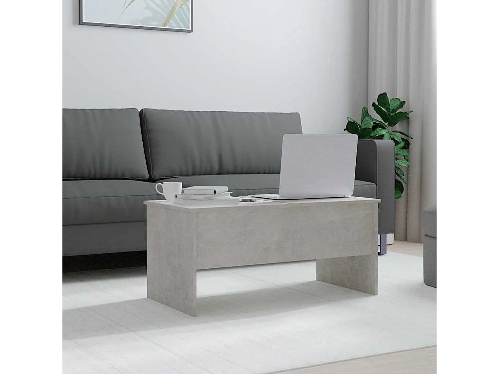 Couchtisch-Sofatisch-Beistelltische Betongrau 102x50,5x46,5 cm Holzwerkstoff SHL7653