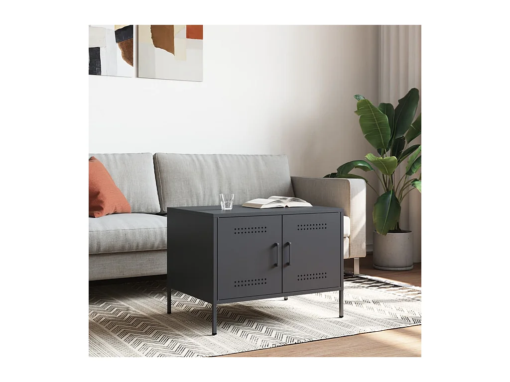 Table basse salon-Table d'appoint anthracite 68x50x50,5 cm acier SHL68725