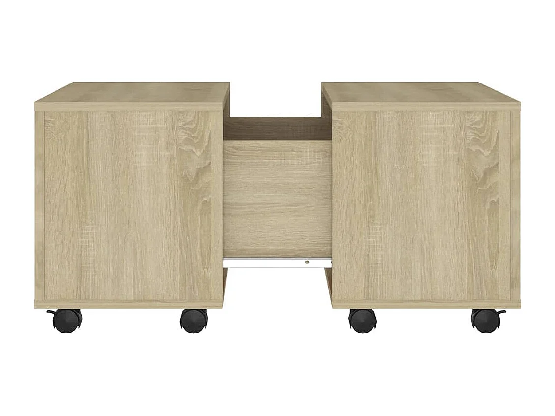 Mesa de centro | Mesa auxiliar con puertas de vidrio roble ahumado 68x50x42 cm SHL37889