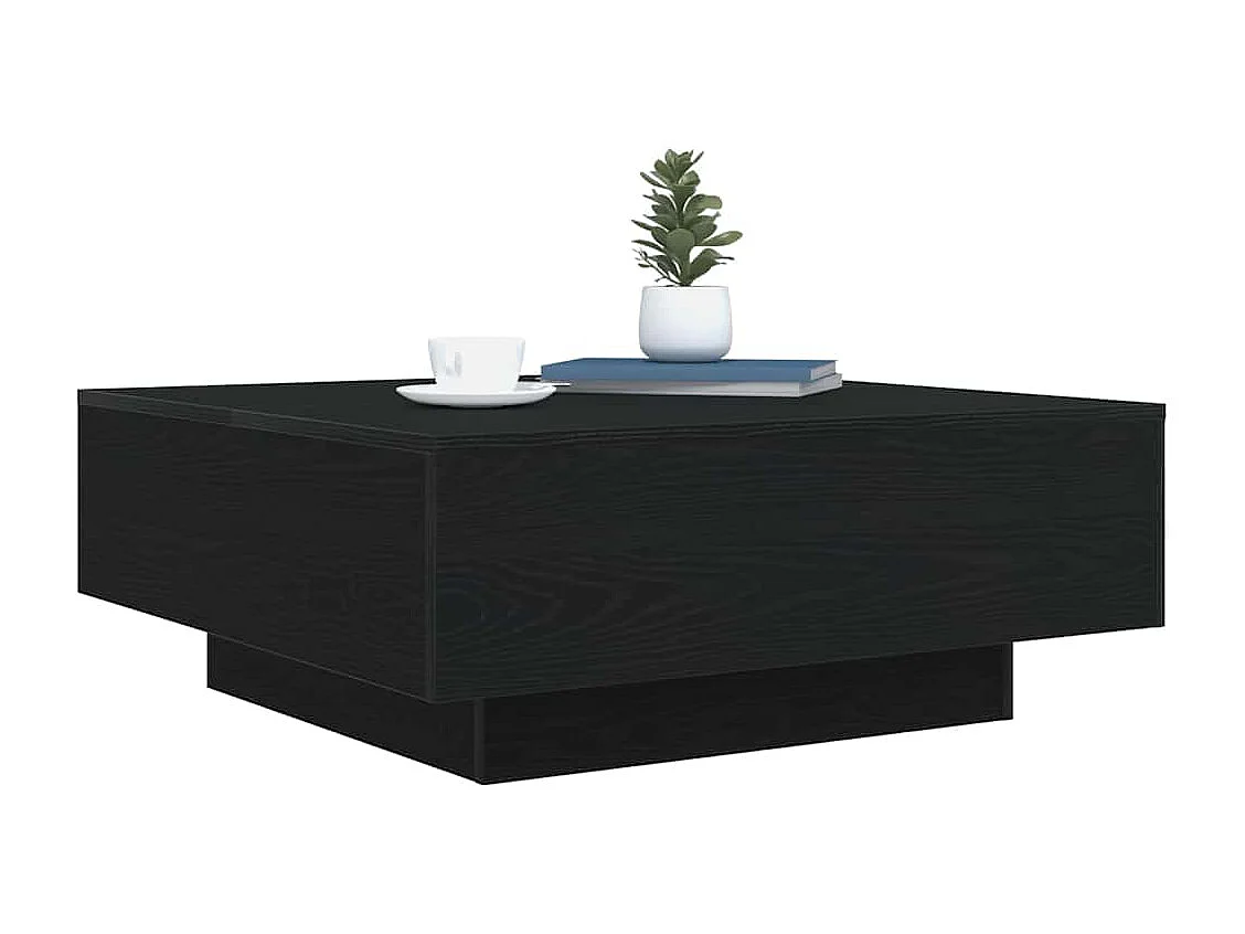 Salontafel | Woonkamertafel | Bijzettafel Zwart eiken 80 x 80 x 31 cm Bewerkt hout