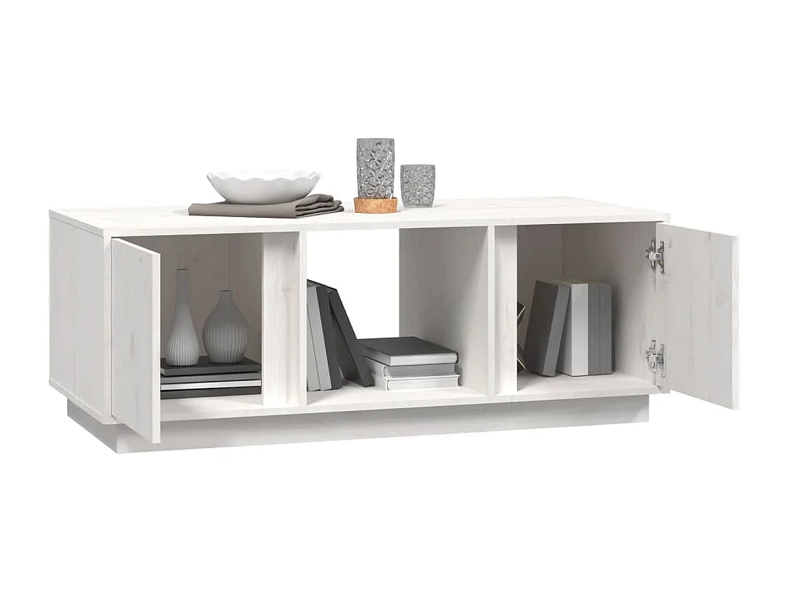 Couchtisch-Sofatisch-Beistelltische Weiß 110x50x40 cm Massivholz Kiefer SHL370