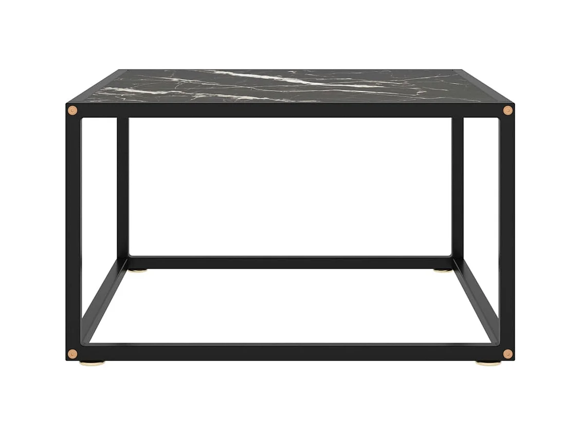Table basse salon-Table d'appoint Noir avec verre marbre noir 60x60x35 cm SHL28109