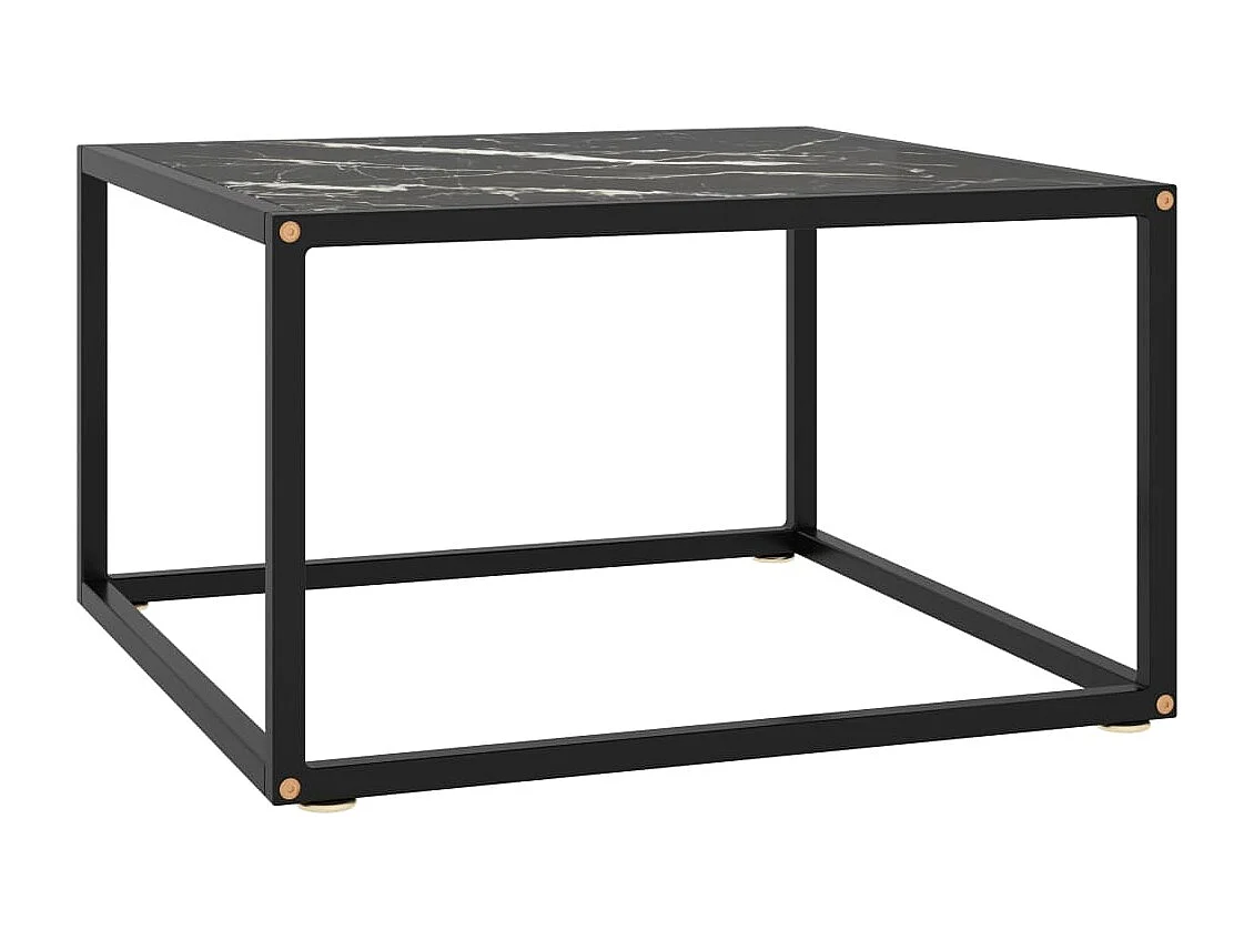 Table basse salon-Table d'appoint Noir avec verre marbre noir 60x60x35 cm SHL28109