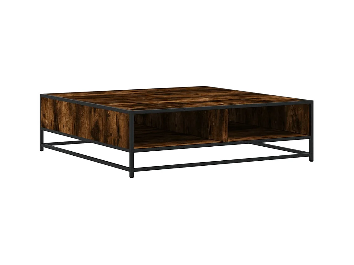 Table basse salon-Table d'appoint chêne fumé 100x100x30 cm bois d'ingénierie et métal SHL262