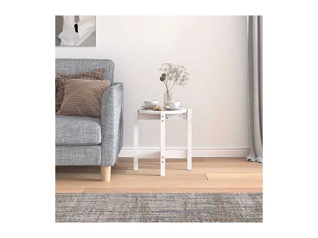 Mesa de centro | Mesa auxiliar madera de ingeniería blanco brillo 60x60x30 cm SHL1191