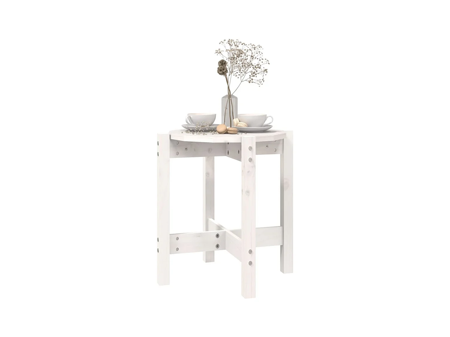 Mesa de centro | Mesa auxiliar madera de ingeniería blanco brillo 60x60x30 cm SHL1191