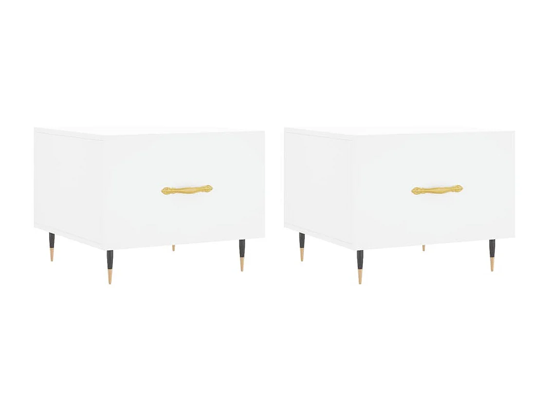 Tables basses salon-Tables d'appoint 2 pcs blanc 50x50x40 cm bois d'ingénierie SHL71584
