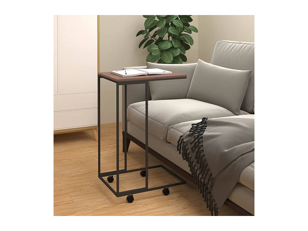 Mesa de centro | Mesa de apoio c/ rodas 40x30x63.5cm derivados de madeira preta