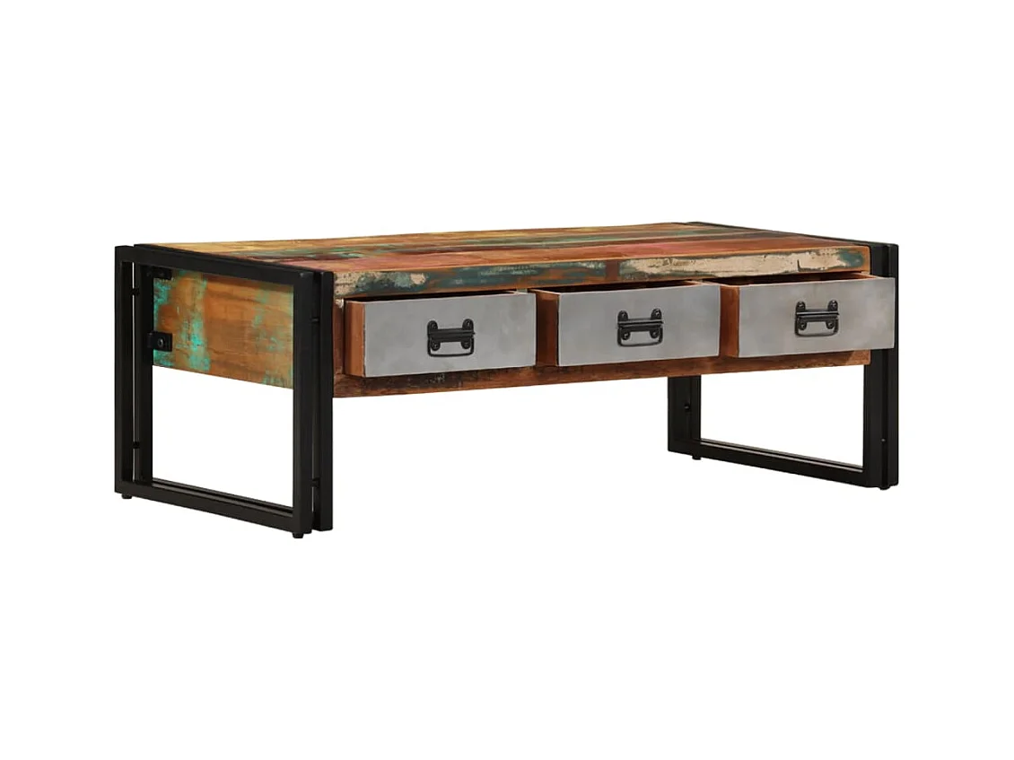 Table basse salon-Table d'appoint avec 3 tiroirs Bois de récupération 100x50x35 cm SHL74019